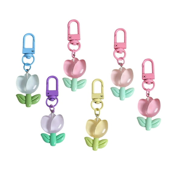 Clear Resin Flower Keychain Unique Clear Flower Pendant Keychain Stylish Keyrings Adornment for Daily Carry