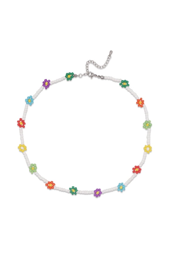 Colorful Beaded Choker Necklace Resin Party Jewelry Accessories Flower Beads Chokers for Woman Girlfriends