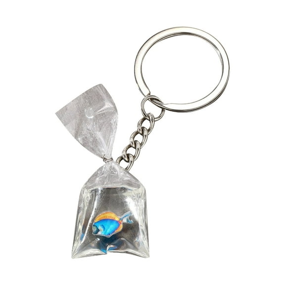 Fogun Creative Resin Water Bag Keychain Charm Stylish Resin Fish Keychain with Water Bag Hangings Decoration