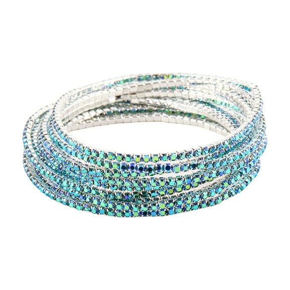 Fogun Crystal Beaded Stretch Bracelet Multilayered Handchain Elastic Rhinestones Wristchain Accessories for Women and Girls