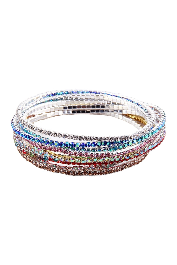 Crystal Beaded Stretch Bracelet Multilayered Handchain Elastic Rhinestones Wristchain Accessories for Women and Girls
