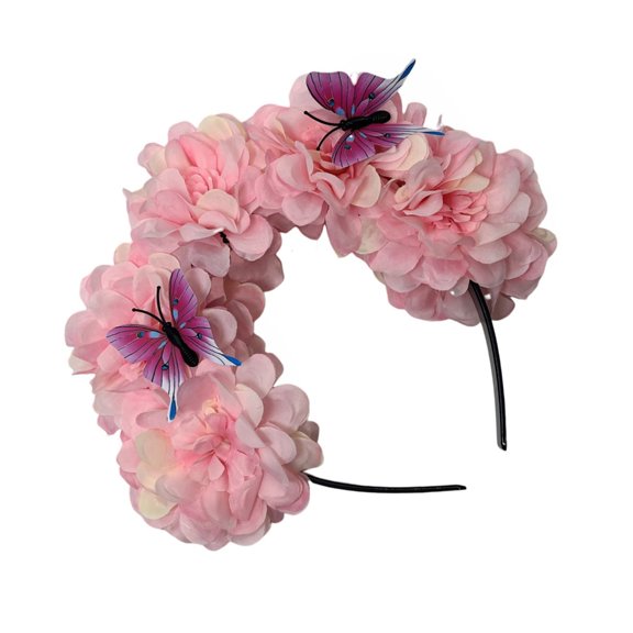 Fogun Delicate Flower Hair Hoop Ethnic Girl Woman Taking Photo Headband Wedding Party Bride Realistic Flower Headband