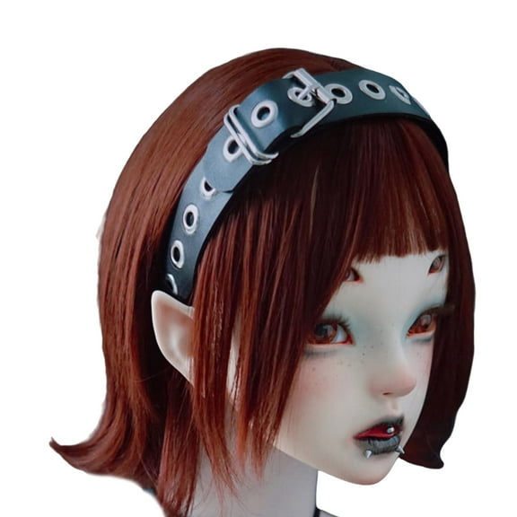 Fogun Devil Punk Rivet Headband PU Grommet Spiked Hair Accessory for Adults Studded Rivet for Parties Nightclubs