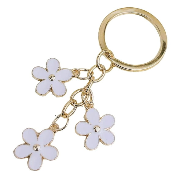 Fogun Eelgant Floral Keychain For Women Colorful Flower Keyring Pendant Alloy Key Holder Girls Bag Charm Accessories