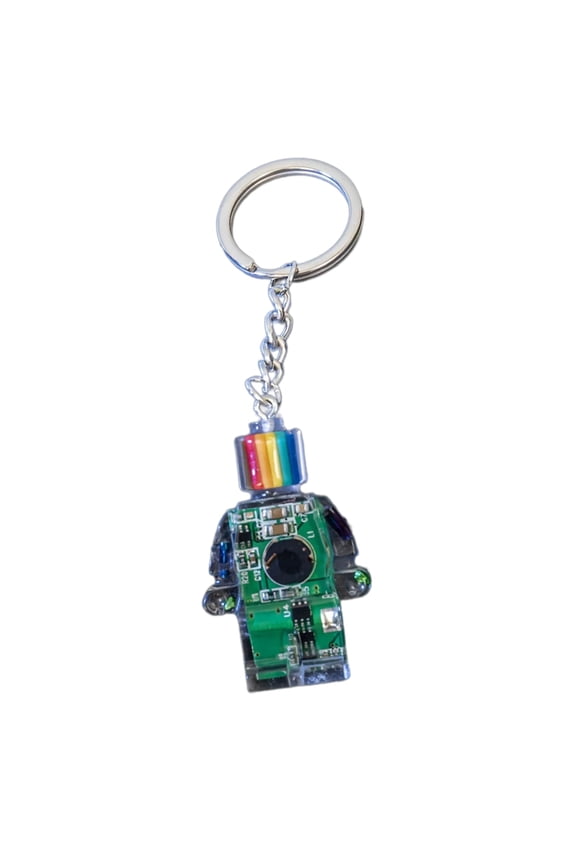 Electronic Robot Shaped Keychain Rainbow Color Key Chain Multi-Functional Phone Chain Women Girls Bag Purse Accessory