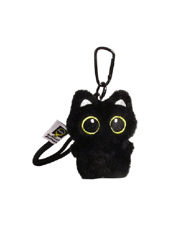 Elegant Charm Black Cats Stuffed Animal Keychain Great for Adding a Touch of Cuteness to Any Bag Decoration Daily Use