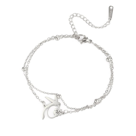 Fogun Elegant Hummingbird Flower Charm Bracelet Adjustable Length Handchain Wristwear Jewelry for Women and Girls