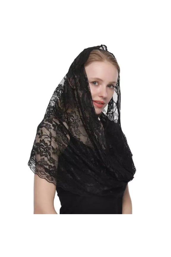 Elegant Lace Mantilla Veil for Wedding Traditional Lace Flower Veil Head Covering for Catholic Islams Headpiece