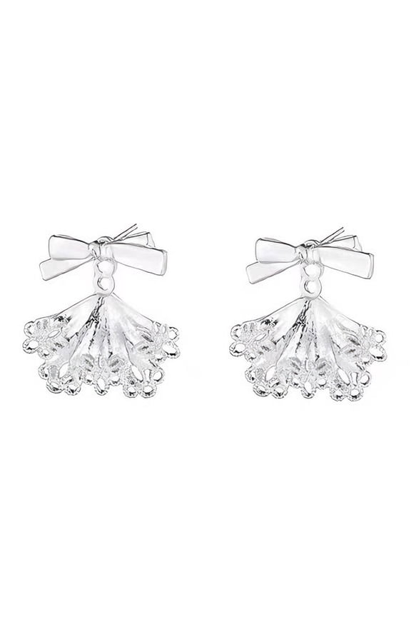 Elegant Lace Trim Bowknot Earrings for Women Handmade Everyday Casual Ear Studs Lightweight Comfortable Accessory