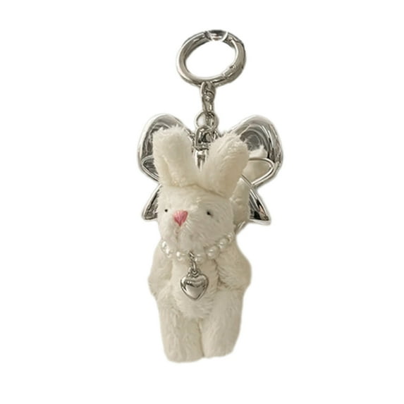 Fogun Elegant Plush Bear Keychain Charm Keyring Soft Furry Animal Pendant for Backpacks and Bags Fashion Accessory Decoration