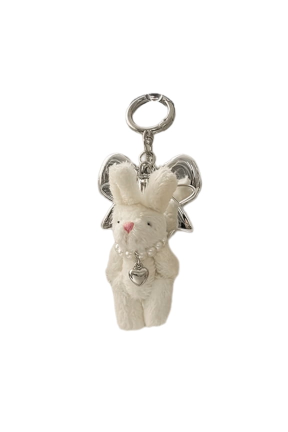 Elegant Plush Bear Keychain Charm Keyring Soft Furry Animal Pendant for Backpacks and Bags Fashion Accessory Decoration