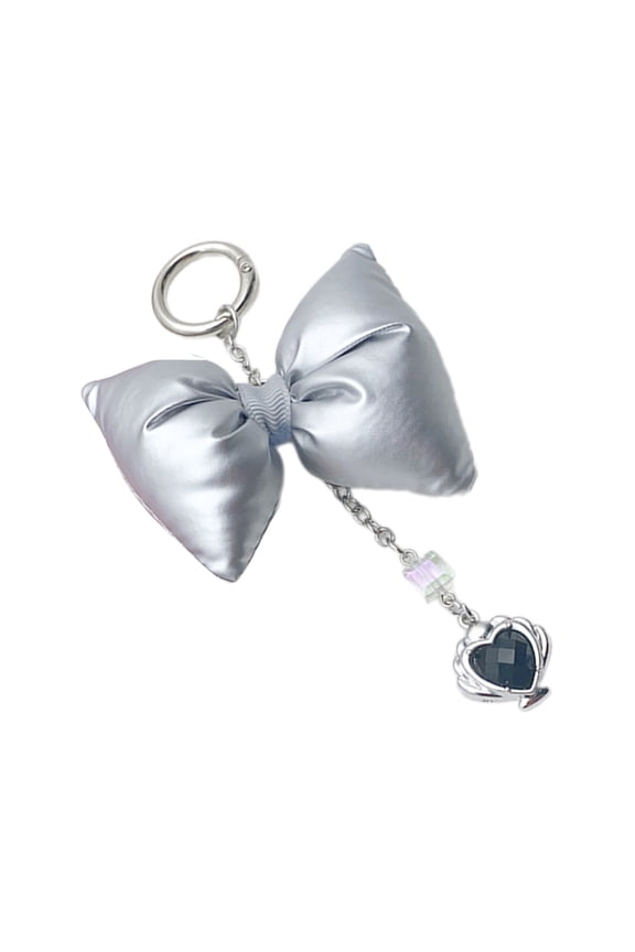 Elegant Plush Bowknot Keychain Charm With Beaded Heart Pendant Keyring Bag Pendant Decoration For Handbags And Keys