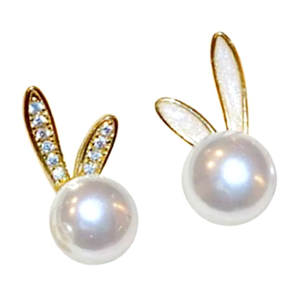Fogun Elegant Rabbits Imitation Pearls Studs Earrings For Women Spring Festival Jewelry Handmade Easter Accessory