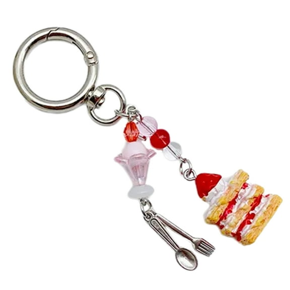 Fogun Elegant Resin Ice Cream Keychain Decoration Creative Keyring Cartoon Key Charm Pendant Accessory for Purse Backpack