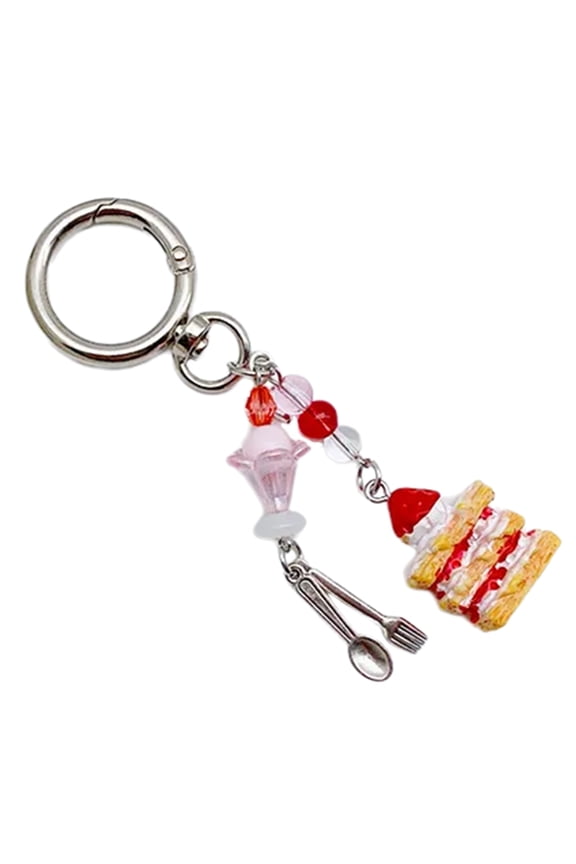 Elegant Resin Ice Cream Keychain Decoration Creative Keyring Cartoon Key Charm Pendant Accessory for Purse Backpack