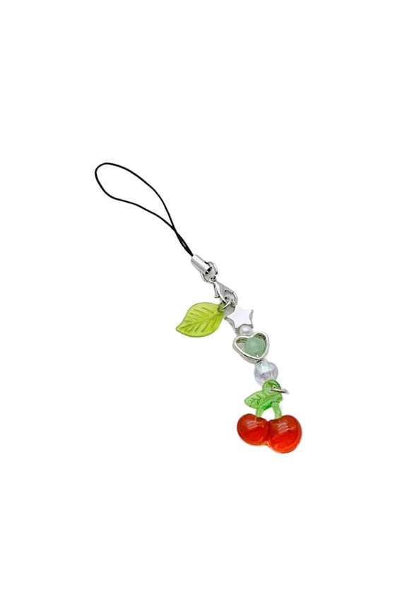 Elegant Strawberry/Cherrys Keychain Colorful Beaded Keyring Stylish Fruit Pendant for Girl Backpacks and Handbags