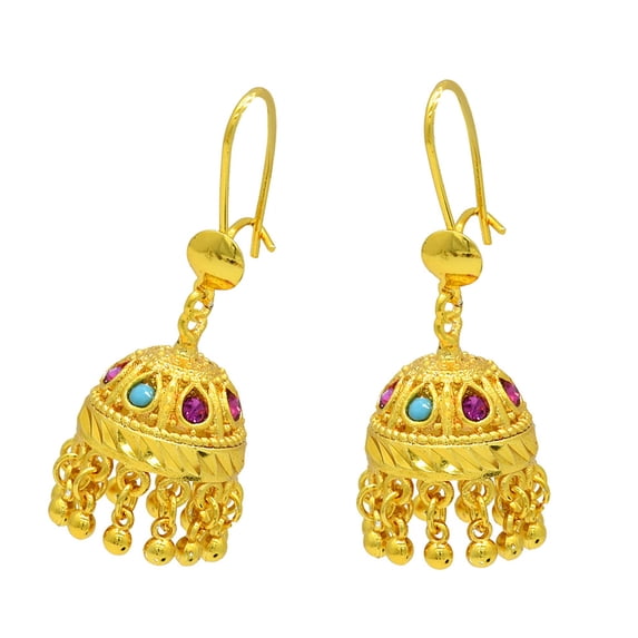 Fogun Elegant Trend Indian Jhumka Earrings Gold Plated Geometric Accessory for Trendy Women Stylish Outfits