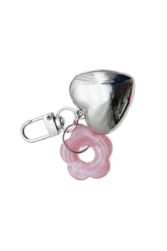 Exquisite Heart Keychain Stylish Heart Shaped Bag Pendant Acrylic Flower Keyring for Car Key Backpack Decoration
