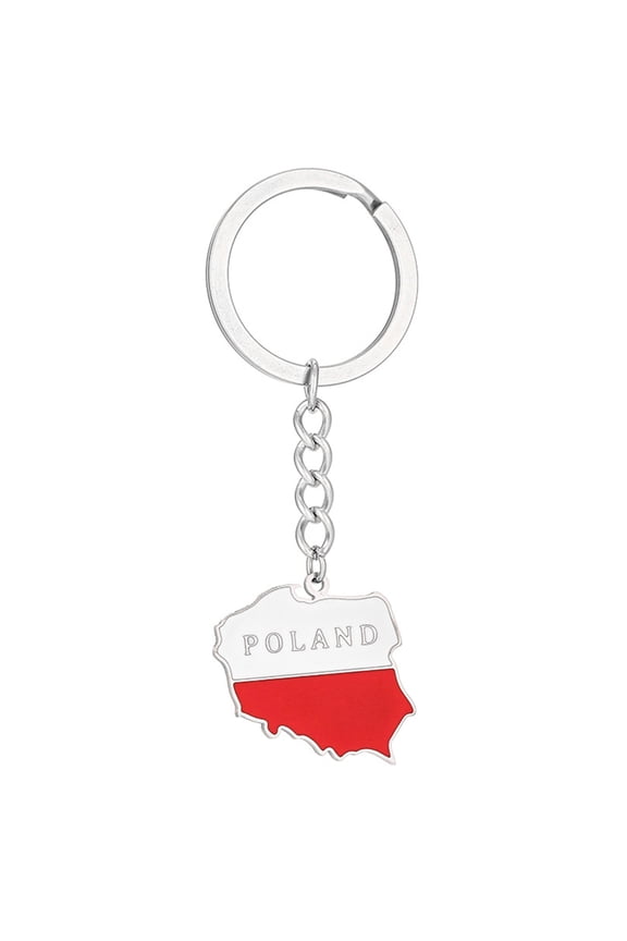 Exquisite Poland Flag Keyring Long Lasting Poland Map Keychain Fading Steel Key Holder for Travelers