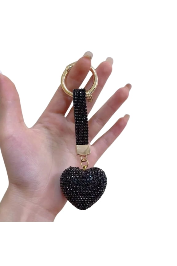 Fashion Rhinestone Heart Keychain Pendant Lovely Hanging Decorations Keyring Charm for Purse Bag Backpack Handbag