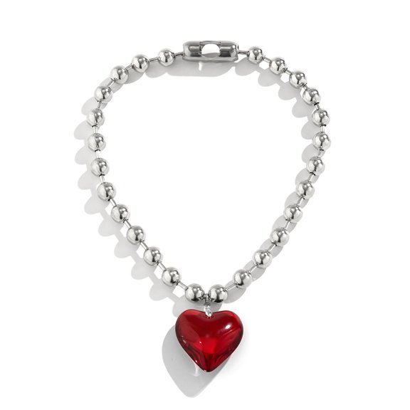 Fogun Fashion Trend Light Luxury Heart Collarbone Chain Temperament Simple Cold Wind Crystal Love-shape Necklace