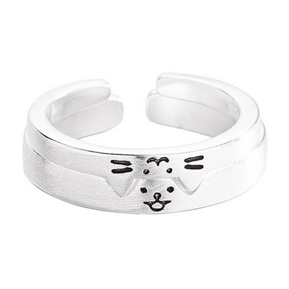 Fogun Fashionable Couple Rings Accessory Eye catching Alternative Couple Rings Stylish Silver Rings for Pet Lovers