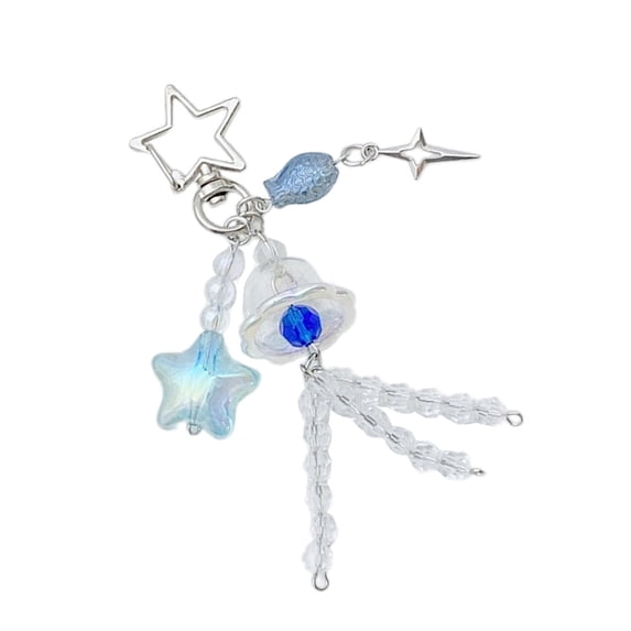 Fogun Fashionable Fish Key Holder Jellyfish Star Fish Beads Keychain Charm Alloy Keyring Bag Pendant For Women