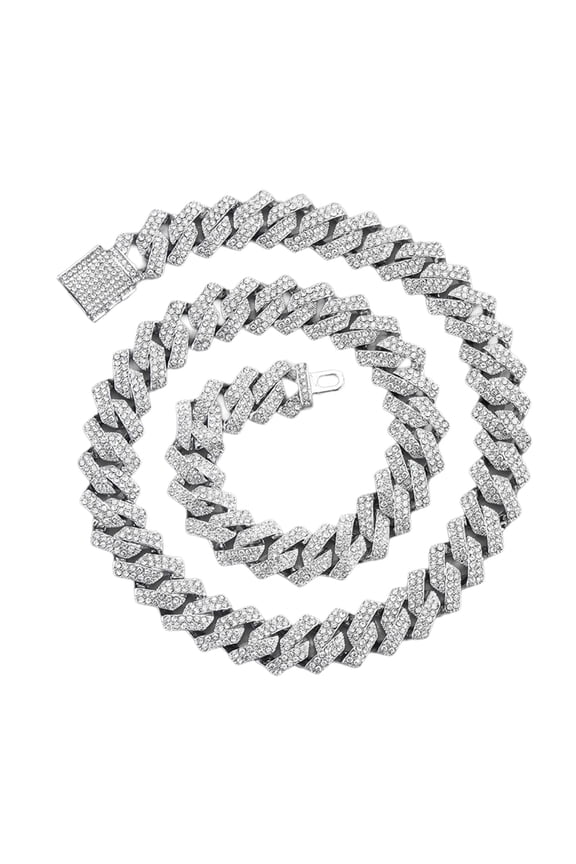 Fashionable Iced Outs Diamonds Cuban Link Chain Necklace Hip Hop Fashion Jewelry Accessory for Trendy Women and Men