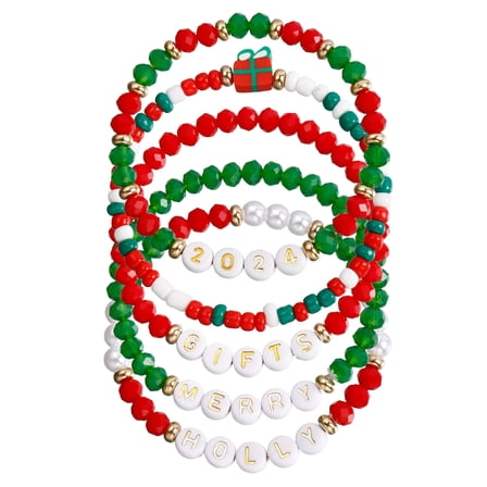 Fogun Festive Stackable Bracelet Set for Women Delicate Beaded Bangle Christmas Bracelet Jewelry for Women Girls Couples