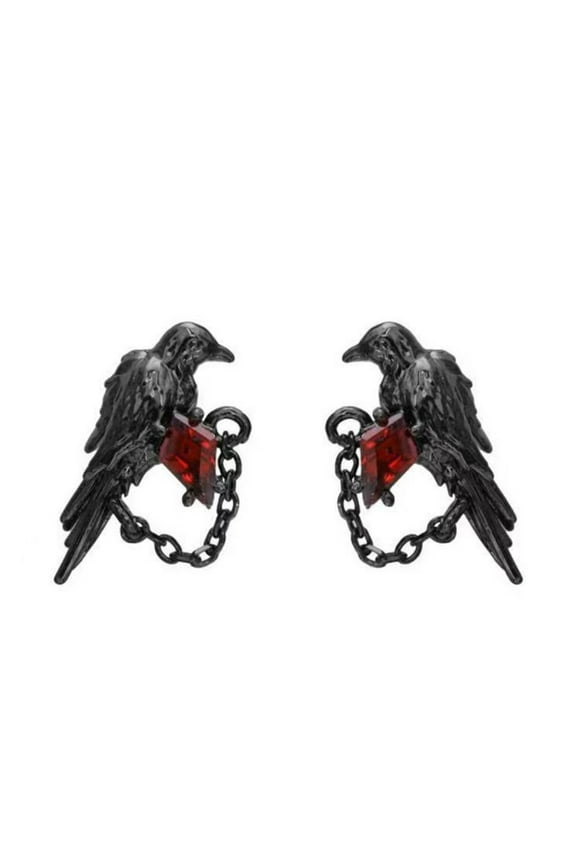 Gothic Crow Studs Earrings Dark Styles Alloy Allergy Resistant Ear Studs Jewelry for Anime Fan and Trendsetters