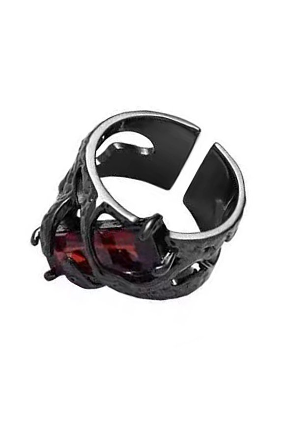 Gothic Crystal Liquid Metal Rings Edgy Black Thorn Adjustable Zircon Open Rings StylishJewelry for Fashion Enthusiasts