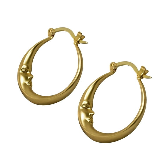 Fogun Gothic Moon Earring Unique Big Elliptical Ear Studs Halloween Theme Earwears Gold/Silver Color Ornaments