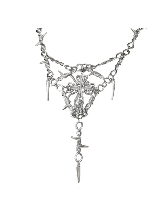 Gothic Necklace for Women Men Jewelry Pendant Punk Barbed Wire Thorns Metal Necklace Jewelry Ornament
