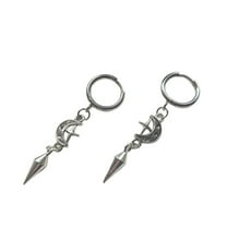 Fogun Gothic Spikes Earrings with Moon and Star Pendant Comfortable Ear Hoops Stylish Punk Accessories for Women Man