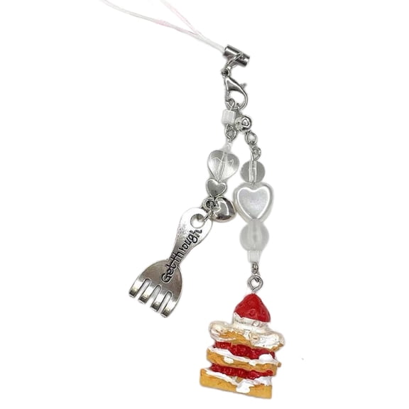 Fogun Handmade Cake Pendant Keychain Backpack Pendant Keyholder Exquisite Dessert Cake Spoon Charm Kerying Jewelry