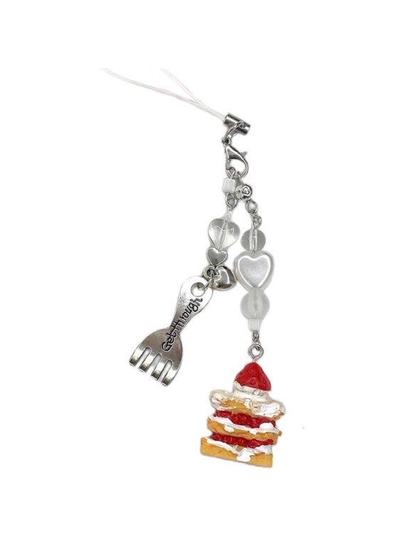 Handmade Cake Pendant Keychain Backpack Pendant Keyholder Exquisite Dessert Cake Spoon Charm Kerying Jewelry