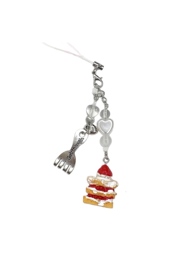 Handmade Cake Pendant Keychain Backpack Pendant Keyholder Exquisite Dessert Cake Spoon Charm Kerying Jewelry