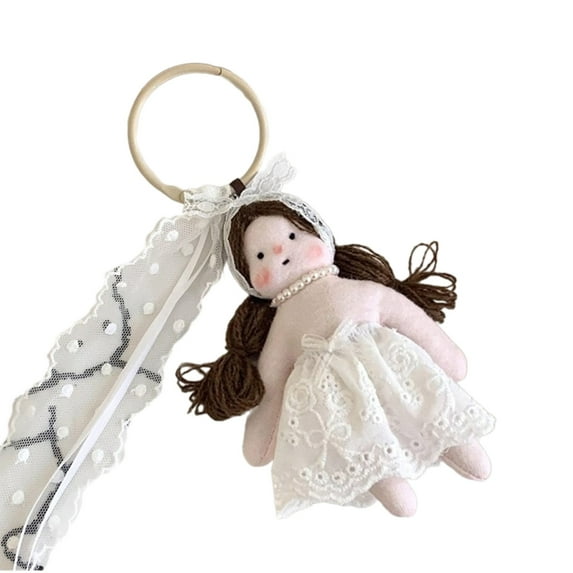 Fogun Handmade Doll Keychain Lace Dress Girl Shaped Car Pendant Stylish Bag Accessory for Women Girls Colorful Keyring