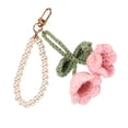 thumbnail image 1 of Fogun Handmade Flower Crochet Keychain with Pearls Soft Yarn Texture Fashion Holder Suitable for Bags and Keys Decorating, 1 of 2