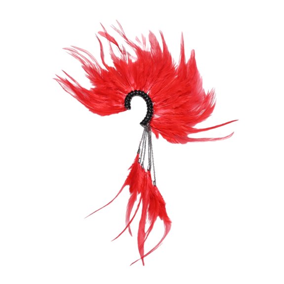 Fogun Handmade Plumage Ear Cuff Imitation Plumage Wrap Not Piercing Tassels Ear Clip Cuff Earrings for Women Wedding Cosplay