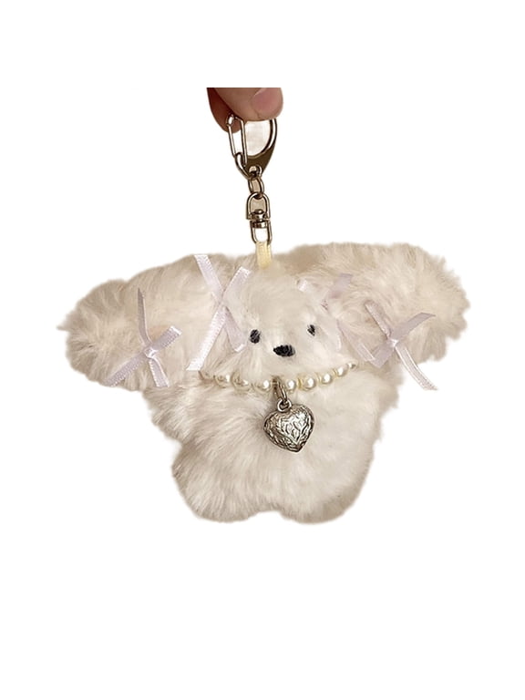 Heart Plush Keychain Pendant Lovely Plush Hanging Decorations Keyring Charm for Purse Bag Backpack Handbag