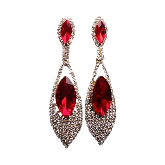 Fogun Imitation Diamonds Dangle Earrings for Women Ear Pendants with Rhinestones Teardrop Handmade Cubic Zirconia Earwear