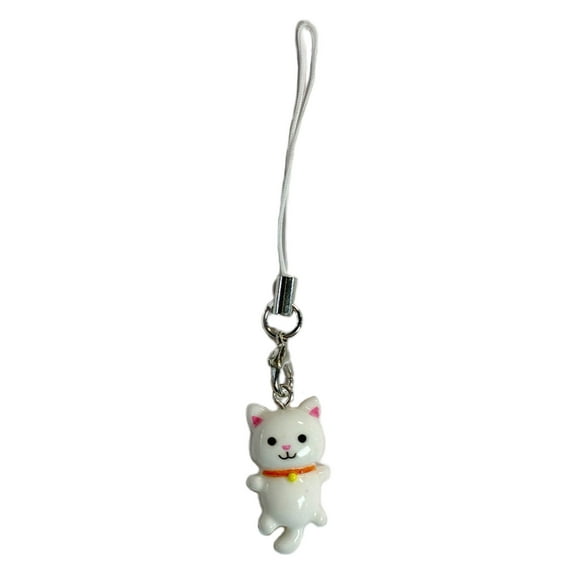 Fogun Lovely Cat Pendant Phone Chain Strap Kitten Charm Keychain Phone Lanyard Acrylic Keyring Bag Ornament Jewelry
