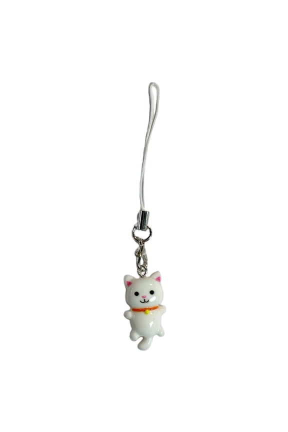 Lovely Cat Pendant Phone Chain Strap Kitten Charm Keychain Phone Lanyard Acrylic Keyring Bag Ornament Jewelry
