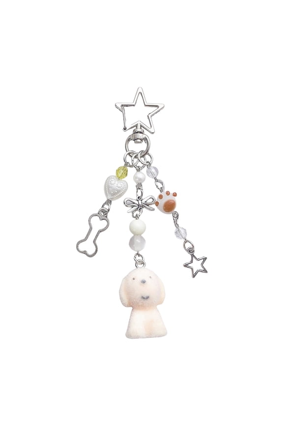 Lovely Flocking Korean Styles Dog Keychain Phone Accessory For Couples Who Love Lovely Designs And Collectibles