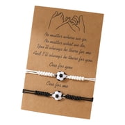 Fogun Matching Soccer Bracelets for Best Friend Couples Birthday Gifts Adjustable Braided Friendship Accessories for Him and H