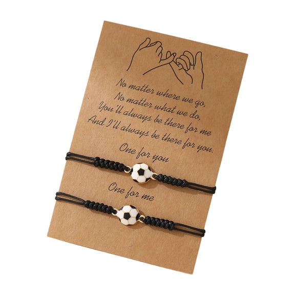 Fogun Matching Soccer Bracelets for Best Friend Couples Birthday Gifts Adjustable Braided Friendship Accessories for Him and H