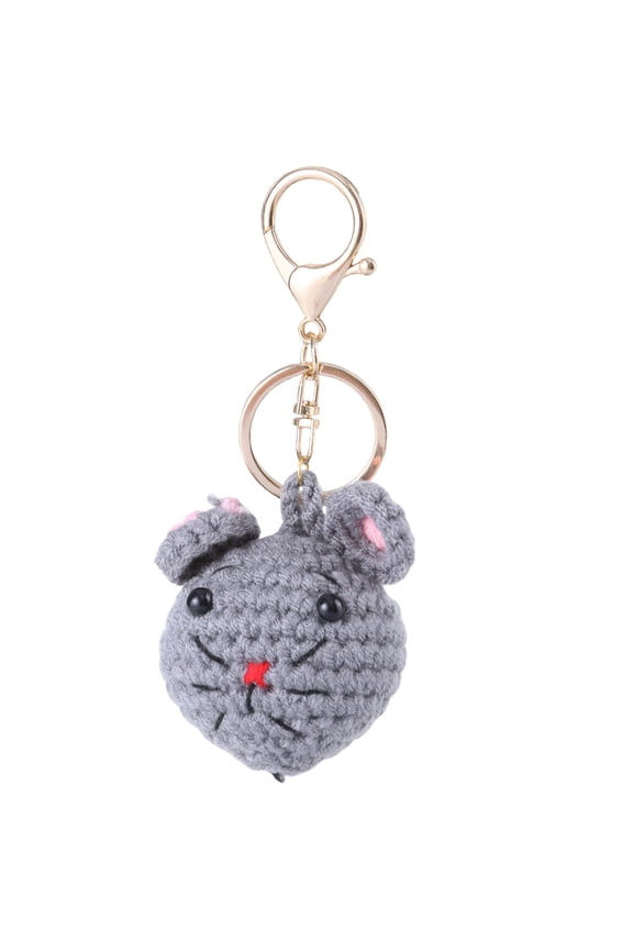 Mouse/Hamster Yarn Charm Keyring Soft Knitted Keychain Handmade Crochet Key Chain Colorful Bag Pendant for Women Girls