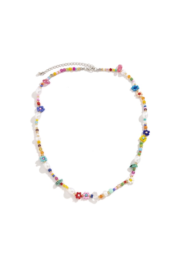 Multicolor Sturdy Beads Flower Choker Imitation Pearls Collar Fashion Necklace for Women Jewelry Accessory