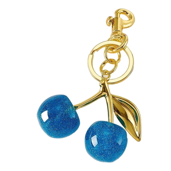 Fogun Cherries Resin Alloy Keychain Handmade Fruit Charm for Bags and Keys Fashion Handbag Accessories Jewelry for Wallet